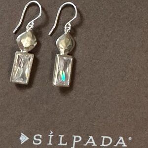 Silpada earrings retired sterling silver cz drop Creative Spark W3154